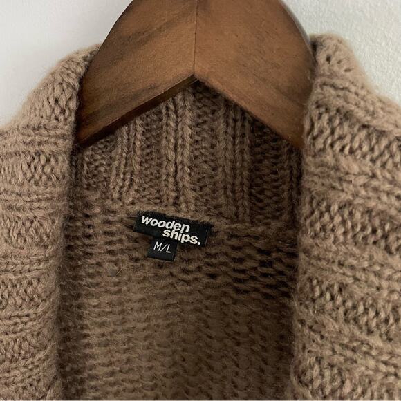 Wooden Ships | Women’s Brown Open Front Cardigan Waterfall Knit Sweater Mohair M - Picture 3 of 8